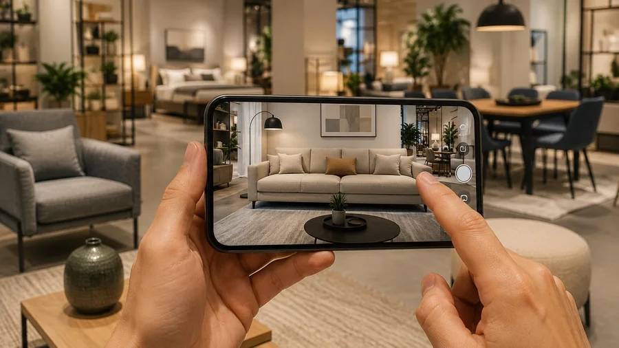 WebAR furniture visualiser for a UAE premium retailer customers placing true-to-scale 3D models in their home via smartphone camera with no app download