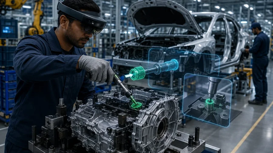HoloLens 2 mixed reality assembly guidance system for a UAE automotive manufacturer holographic step-by-step instructions with SAP production order integration