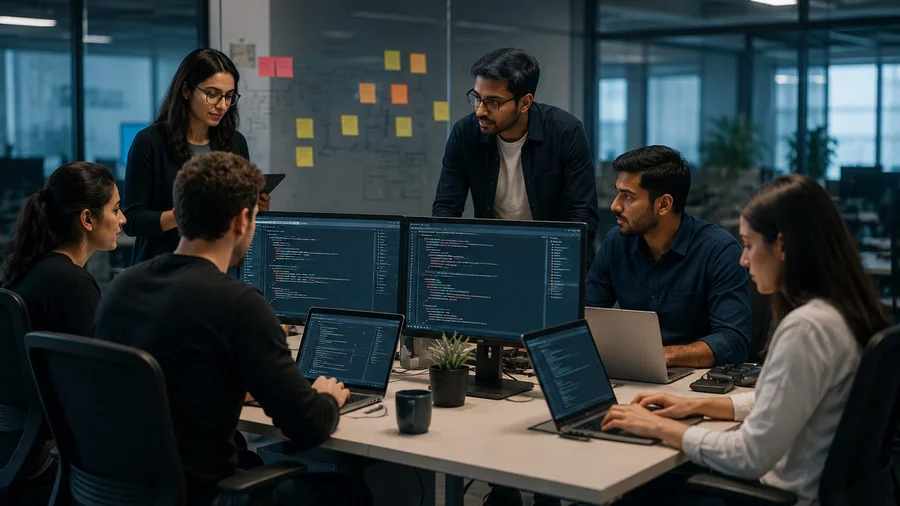 Embedded outsourced development squad for a B2B SaaS company 6-person team tripling sprint velocity and delivering product features in UAE and UK